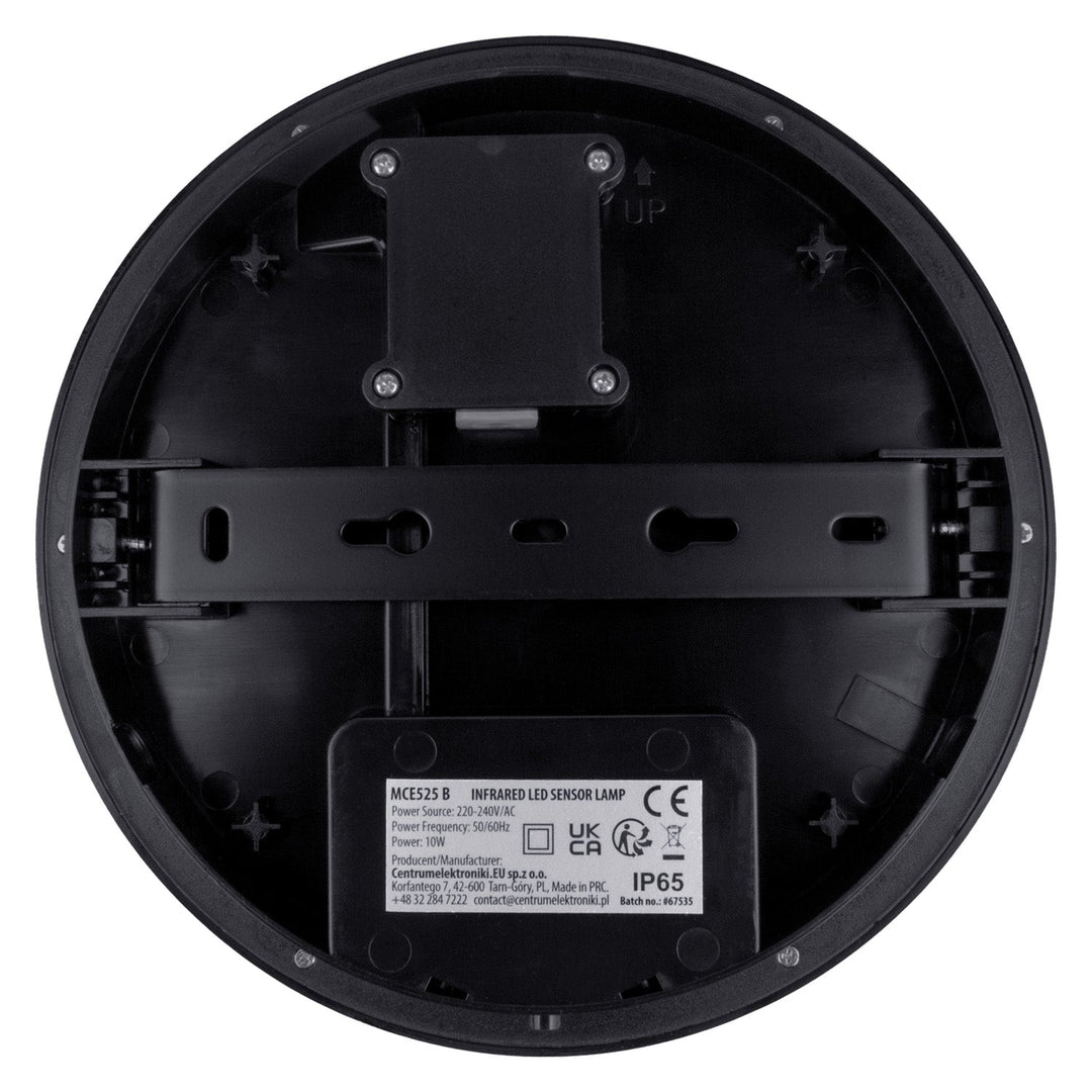LED-lampe med bevægelsessensor Maclean, PIR-sensor, sort, 10 W, IP65, 1000 lm, neutral farve, MCE525 B