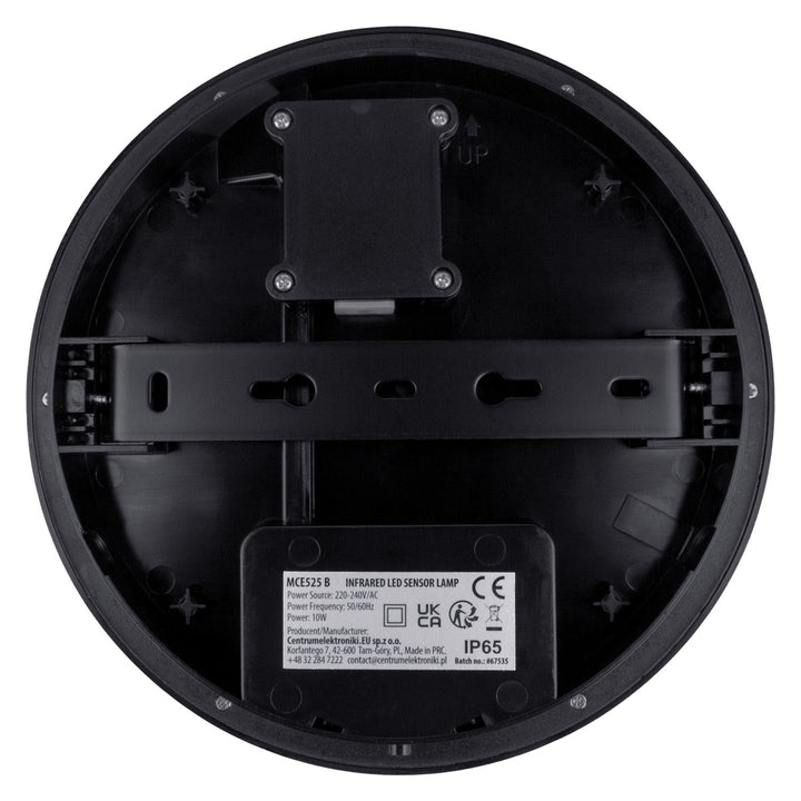 LED-lampe med bevægelsessensor Maclean, PIR-sensor, sort, 10 W, IP65, 1000 lm, neutral farve, MCE525 B