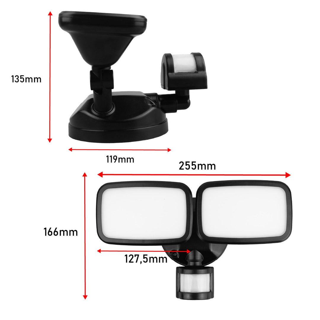 Maclean LED-væglampe, med PIR-sensor, 20 W, 1500 lm, IP65, neutral hvid 4000 K, sort, MCE524 B