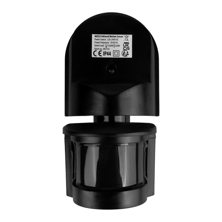 Maclean vægmonteret bevægelses- og skumringssensor, 180°, maks. 1200 W, sort med sort blænde, MCE25 B/B