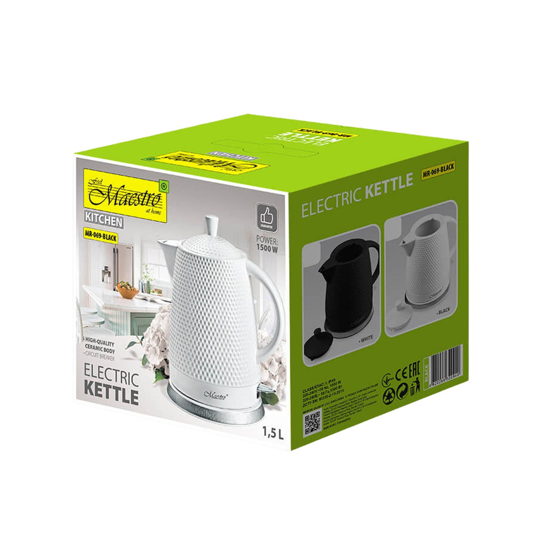 Maestro keramisk kedel, kapacitet 1,5 l, 1500 W, sort, MR069 UK-stik