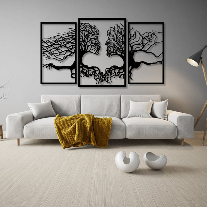 Eyoka-billede med åbent design, 3D-vægdekoration, 3D-billede "Ansigter fra træer" 150x90 cm Sort