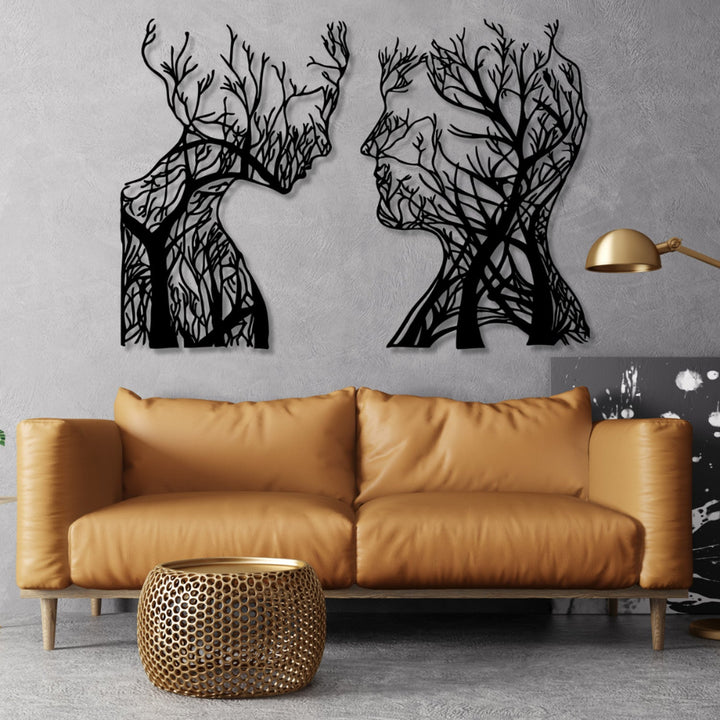 Åben billed, 3D-vægdekoration, 3D-billede "Hoveder fra træer" 95x67cm Sort