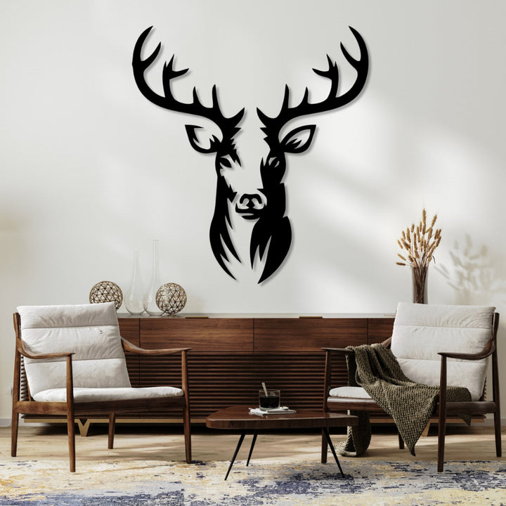 Ajoureret billede, 3D-vægdekoration, 3D-billede "Hjort" 90x83 cm sort