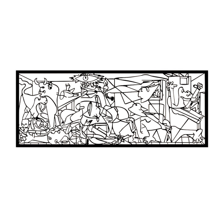 Ajoureret billede, 3D-vægdekoration, 3D-billede "Guernica Pablo Picasso" 67x27cm Sort