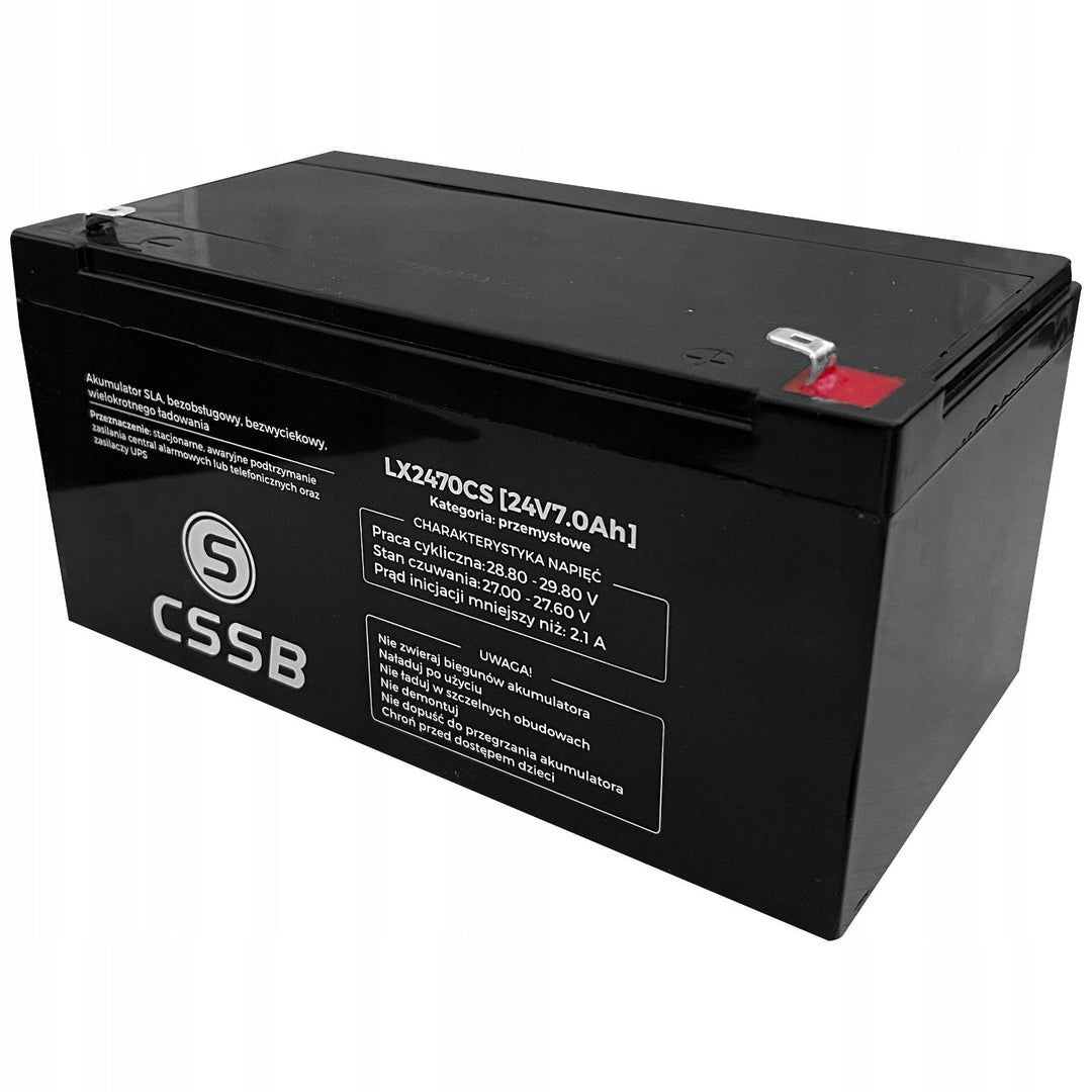 Vedligeholdelsesfri batteri Lamex, AGM SLA, 24V, 7Ah, LX2470
