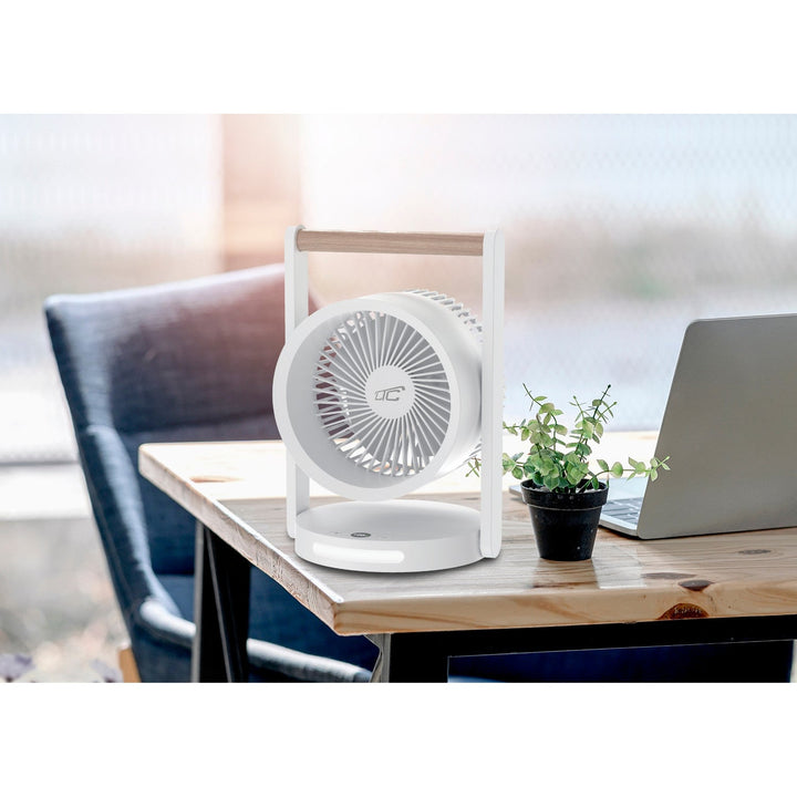 Trådløs bordventilator LTC, natlampe og LED-display, 5 hastighedsniveauer, 3600 mAh batteri, LXWB17