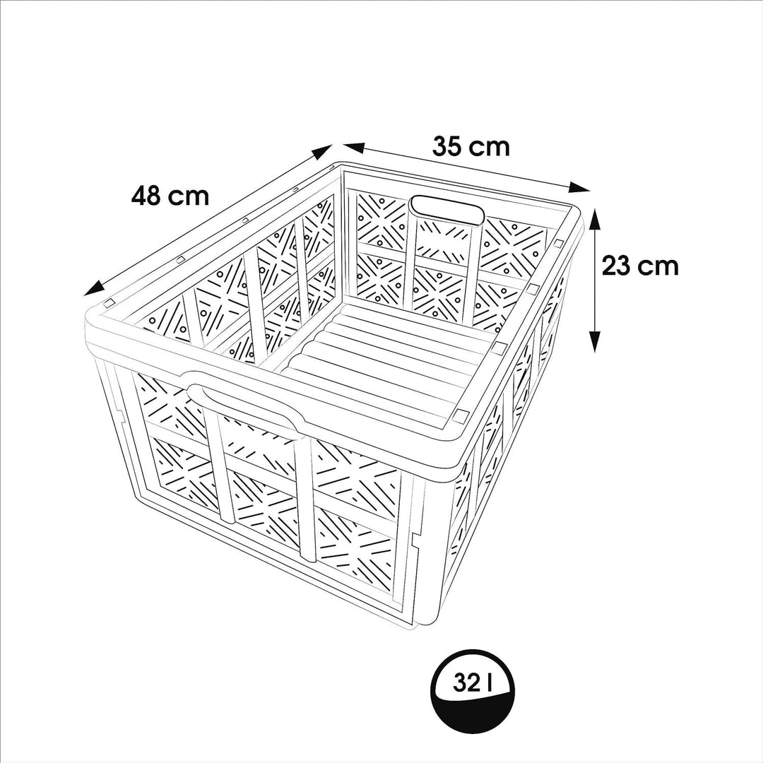 Keeeper sammenklappelig plastkurv, 32 l, grå-sort