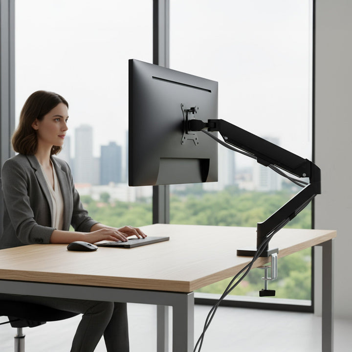Maclean monitorholder, gasfjeder, 17"-32", 2-10 kg, sort, MC-133