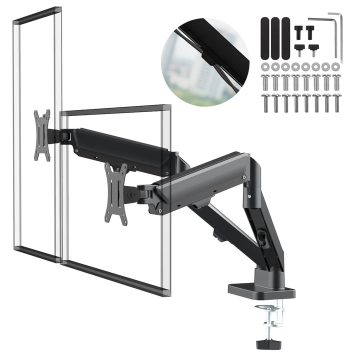 Maclean-holder til 2 skærme, gasfjeder, 17"-32", 2-10 kg, sort, MC-134