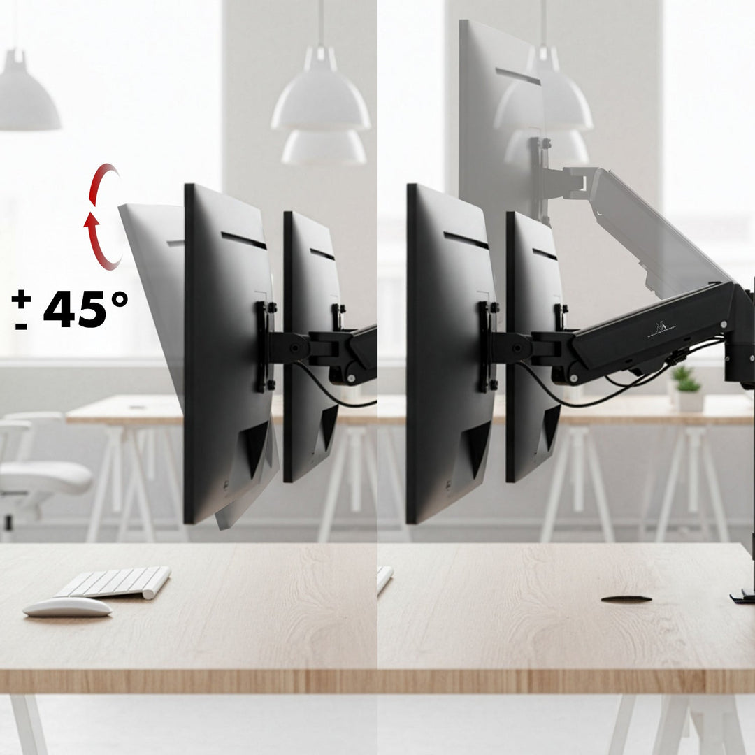 Maclean-holder til 2 skærme, gasfjeder, 17"-32", 2-10 kg, sort, MC-136