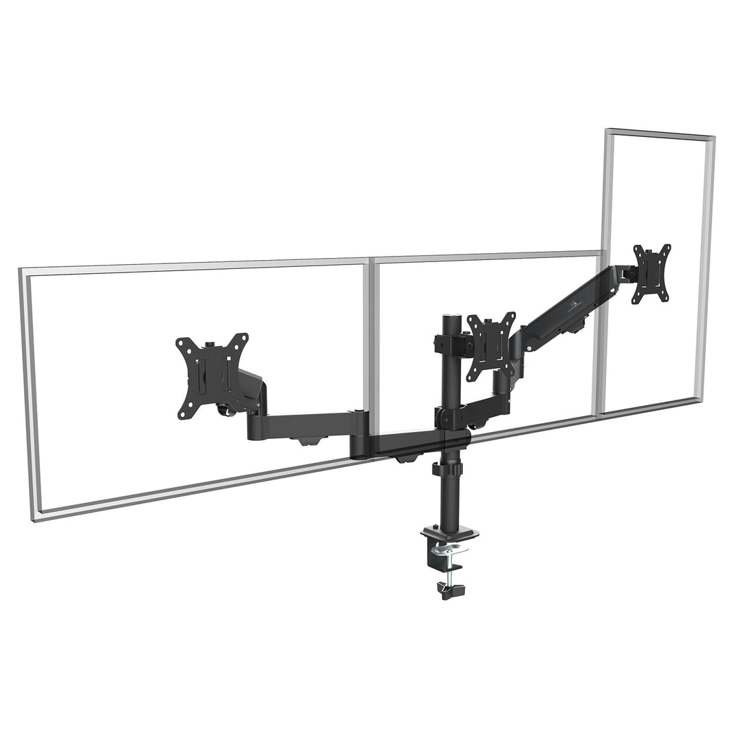 Maclean-holder til 3 skærme, gasfjeder, 17"-27", 2-8 kg, sort, MC-137
