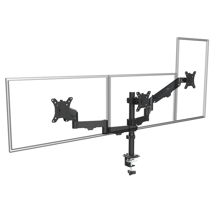 Maclean-holder til 3 skærme, gasfjeder, 17"-27", 2-8 kg, sort, MC-137