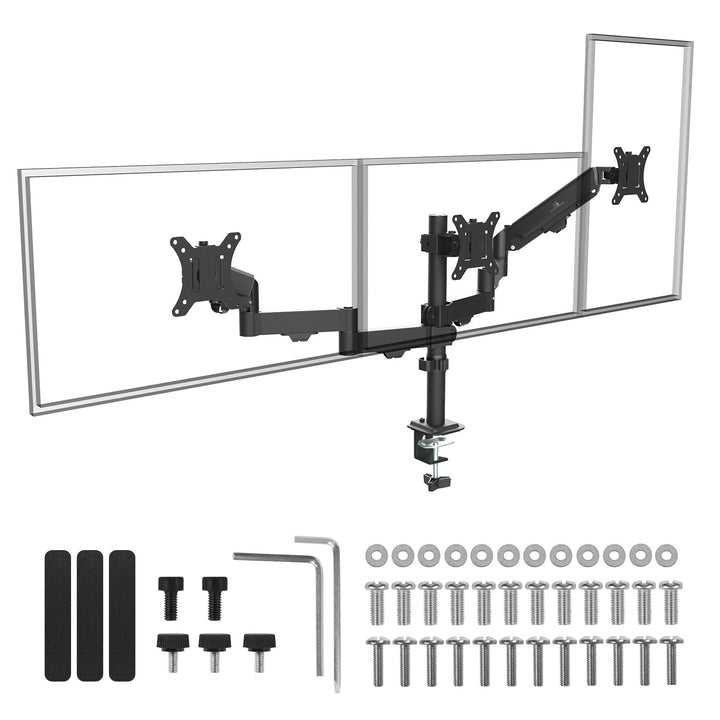 Maclean-holder til 3 skærme, gasfjeder, 17"-27", 2-8 kg, sort, MC-137