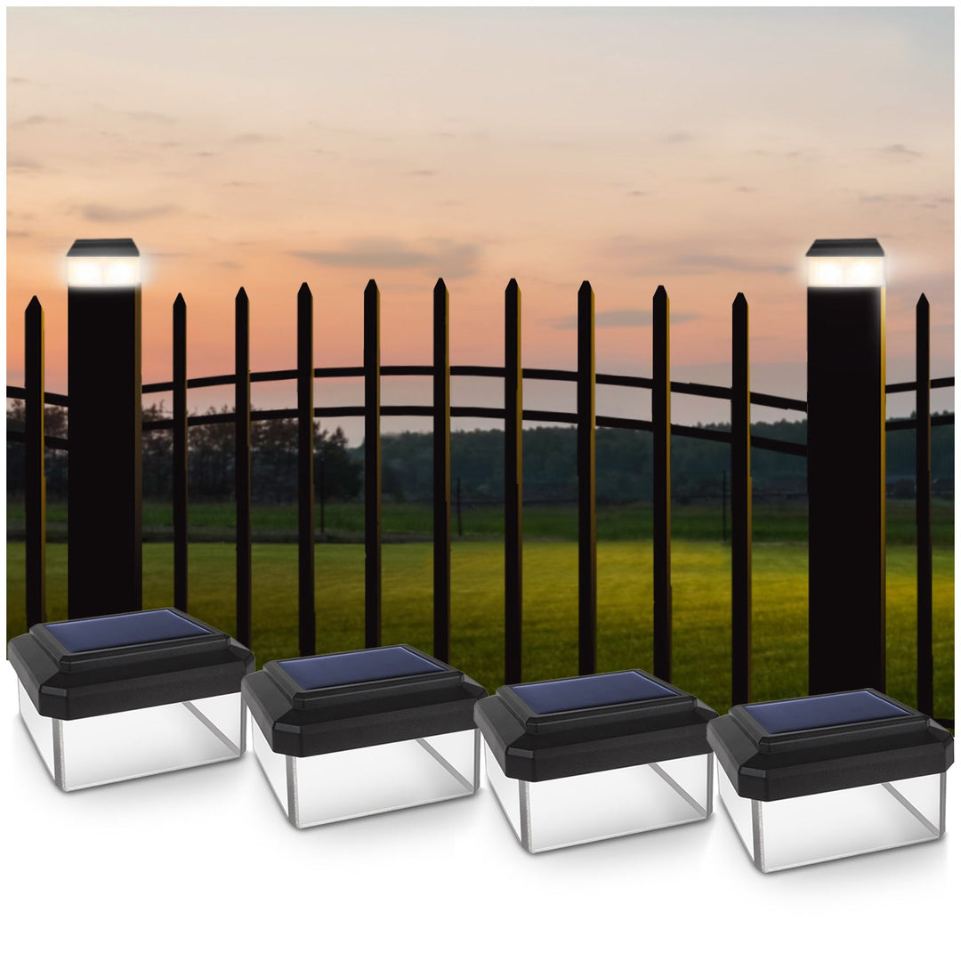 GreenBlue LED-solcellelampe til stolpe, 80 x 80 mm, kuppelformet tag, GB127, 4 stk.
