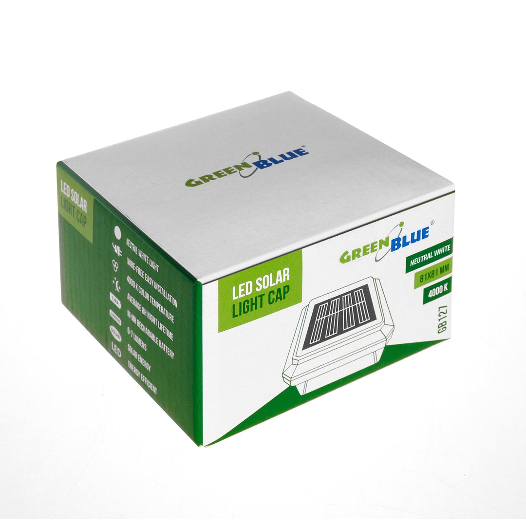 GreenBlue LED-solcellelampe til stolpe, 80 x 80 mm, kuppelformet tag, GB127, 4 stk.