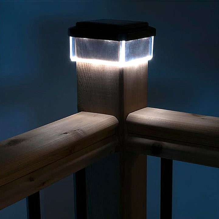 GreenBlue LED-solcellelampe til stolpe, 80 x 80 mm, kuppelformet tag, GB127, 4 stk.