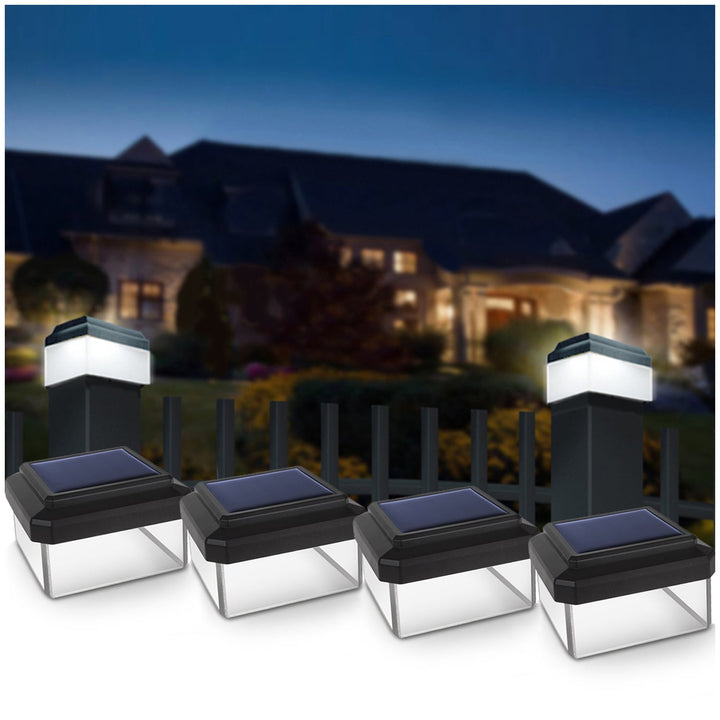 GreenBlue LED-solcellelampe til stolpe, 60x60 mm, kuppelformet tag, GB126, 4 stk.