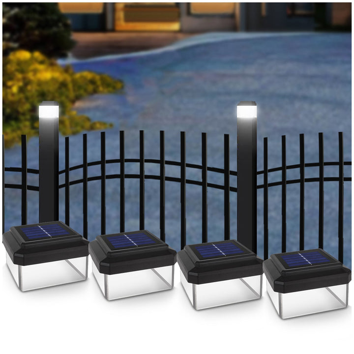 GreenBlue LED-solcellelampe til stolpe, 100 x 100 mm, kuppelformet tag, GB128, 4 stk.