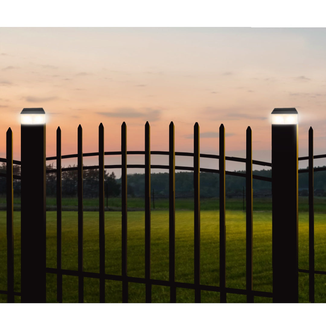 GreenBlue LED-solcellelampe til stolpe, 100 x 100 mm, kuppelformet tag, GB128, 4 stk.