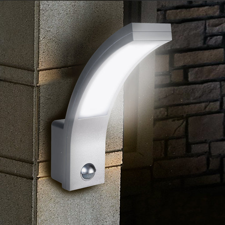 LED-lampe med bevægelsessensor Maclean, PIR-bevægelsessensor, sølvfarvet, 10 W, IP54, 750 lm, neutral hvid farve (4000 K) MCE244 S, 2 stk.