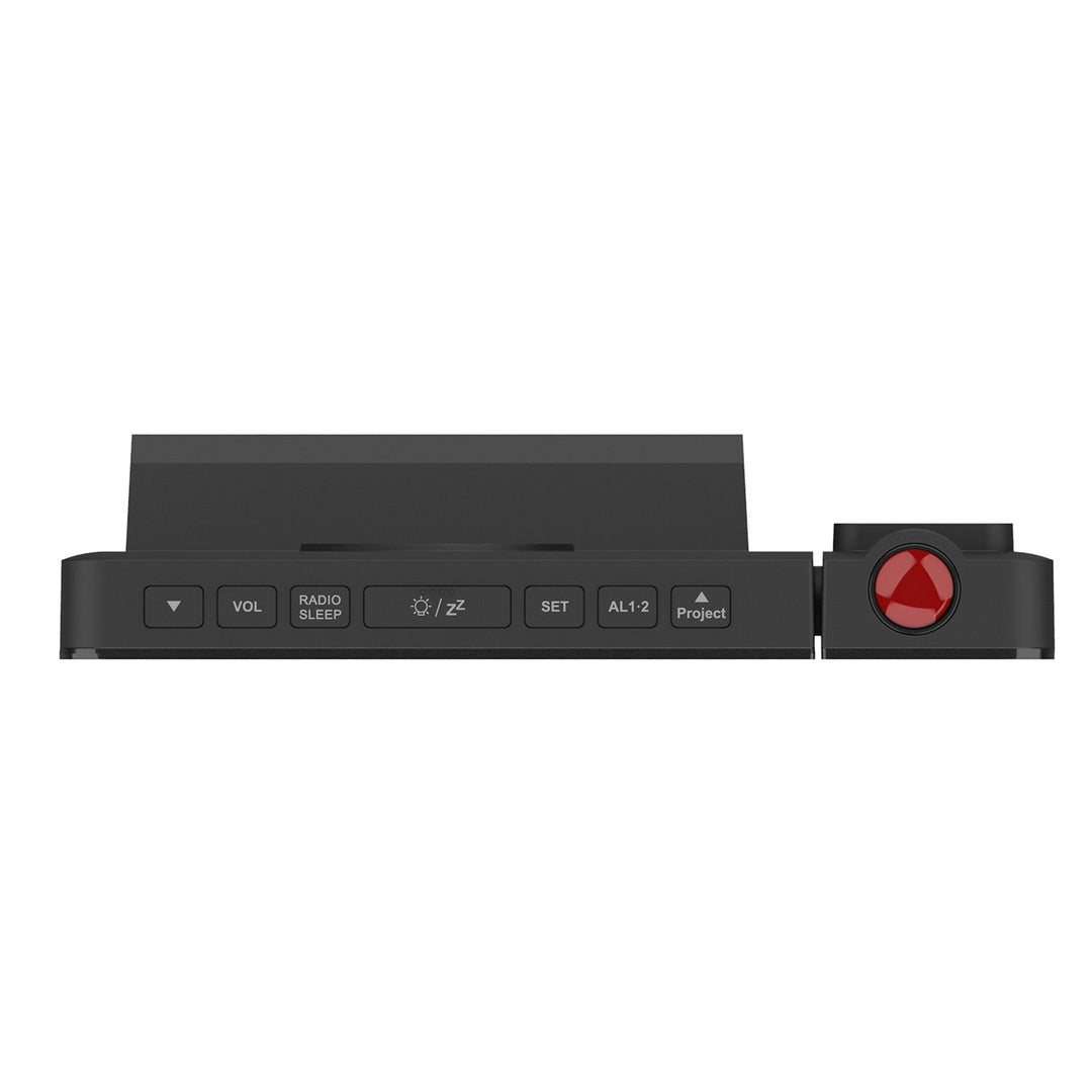Digital LED-radio med GreenBlue-projektor, FM-radio, alarm, 12/24-timers ur, USB 5V DC + CR2032 strømforsyning, GB172