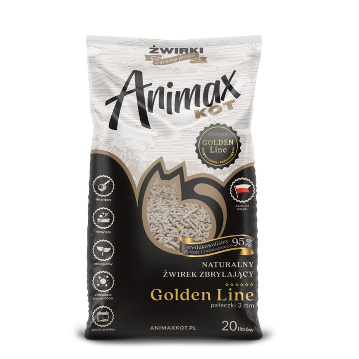 Klumpende kattegrus, Animax Golden line 3 mm, små kugler, 20 l pose