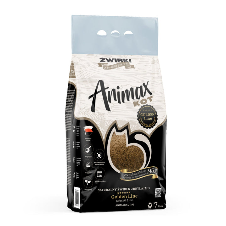 Klumpende kattegrus, Animax Golden line 3 mm, små kugler, 7 liters pose