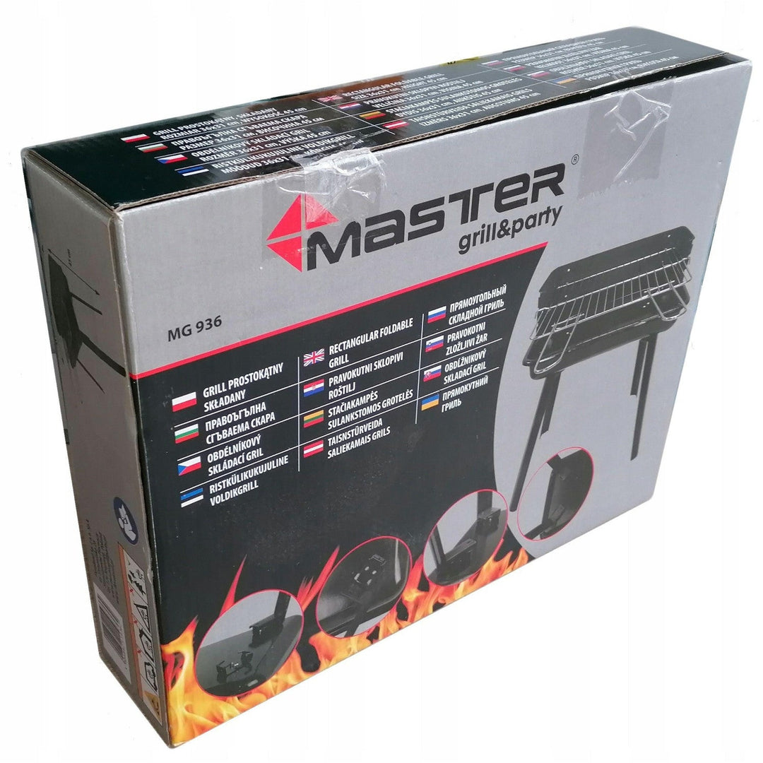 Master Grill & Party kulgrill, rektangulær, sammenklappelig, transportabel, MG936