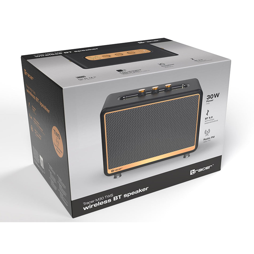 Tracer bærbar højttaler, Bluetooth, FM-radio, 30 W, sort, M30