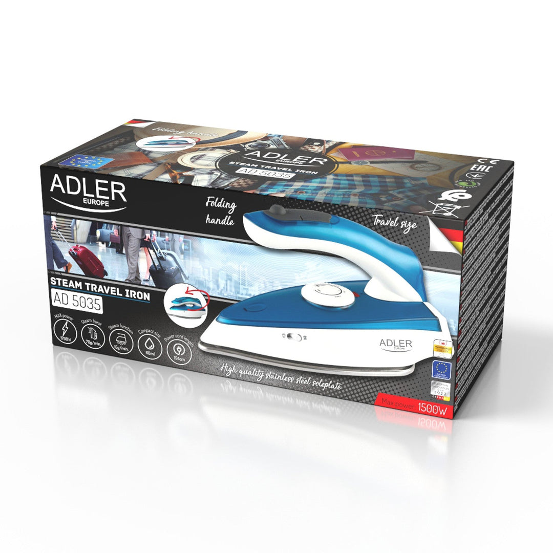 Adler rejsejern, med damp, foldbar håndtag, effekt 1700 W, AD 5035