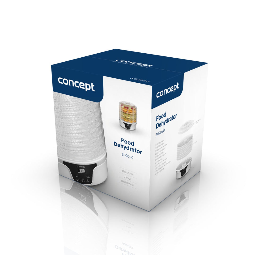 Tørretumbler til svampe, frugt og urter Concept, 380 W, 7 sigter, digital styring, SO2090