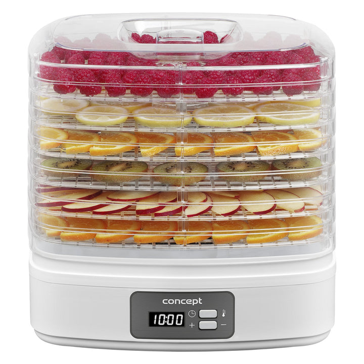 Tørretumbler til svampe, frugt og urter Concept, 260 W, 6 sigter, timer, SO2080