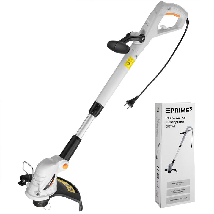 Prime3 elektrisk græstrimmer, 500 W, tråddiameter 25 cm, 12.000 omdrejninger/min, GGT41