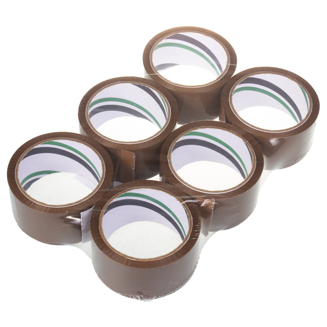 Selvklæbende tape, brun akryl, 54 m, 48 mm – 6 stk.