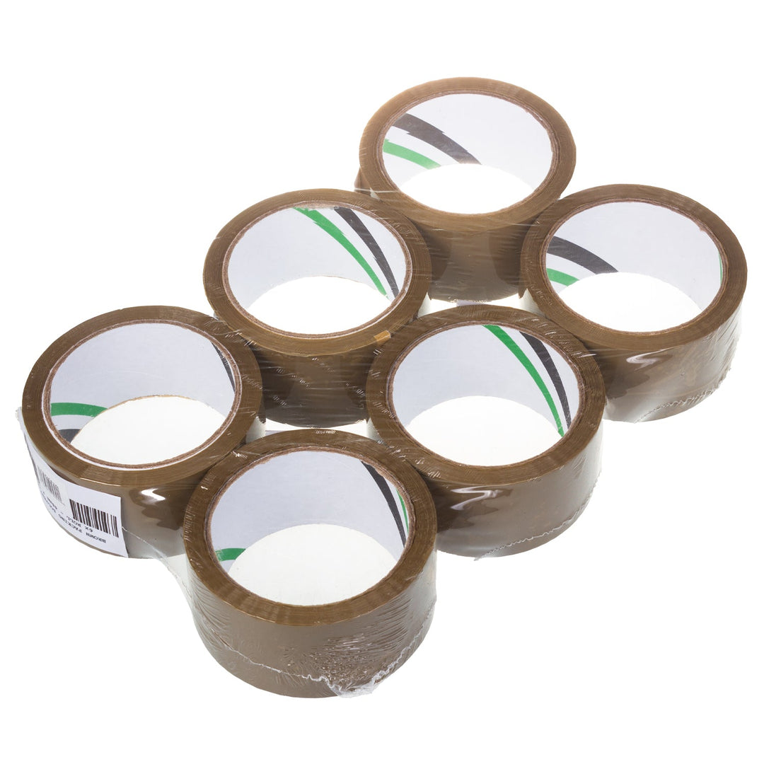 Selvklæbende tape, brun, solvent, 54 m, 48 mm – 6 stk.