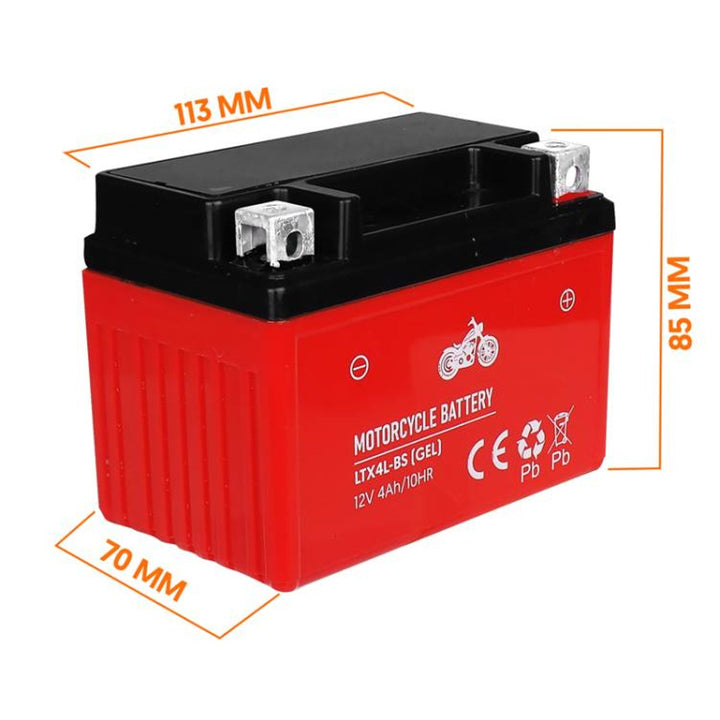 Lamex gel-batteri, motorcykel, 12 V, 4 Ah, LTX4L-BS