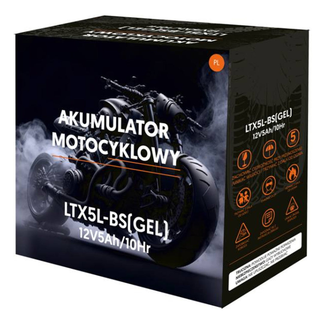 Lamex gel-batteri, motorcykel, 12 V, 5 Ah, LTX5L-BS