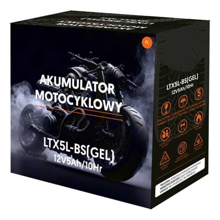 Lamex gel-batteri, motorcykel, 12 V, 5 Ah, LTX5L-BS