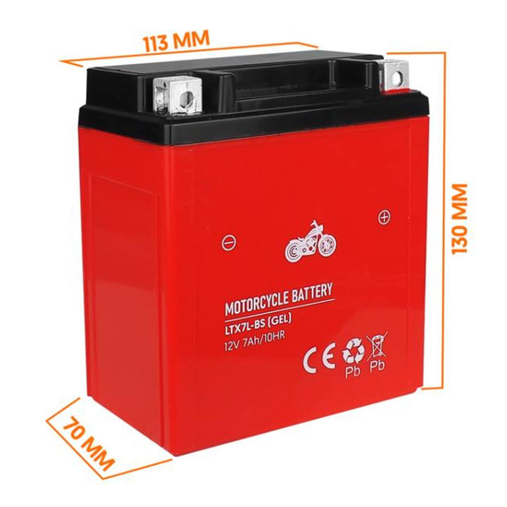 Lamex gelbatteri, motorcykel, 12 V, 7 Ah, LTX7L-BS