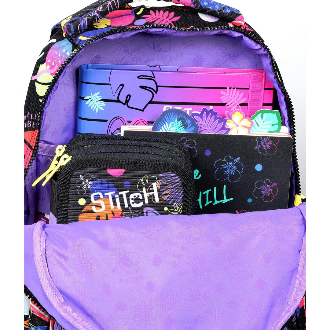 Skole rygsæk 19 L Coolpack Jerry DISNEY STITCH sort + Oval skole penalhus CoolPack Campus Disney Stitch F062886