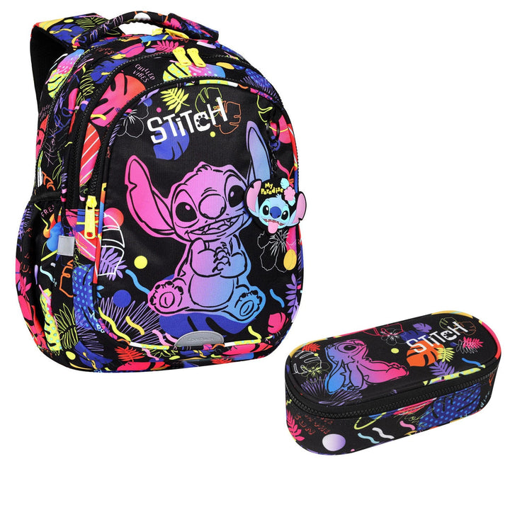 Skole rygsæk 19 L Coolpack Jerry DISNEY STITCH sort + Oval skole penalhus CoolPack Campus Disney Stitch F062886