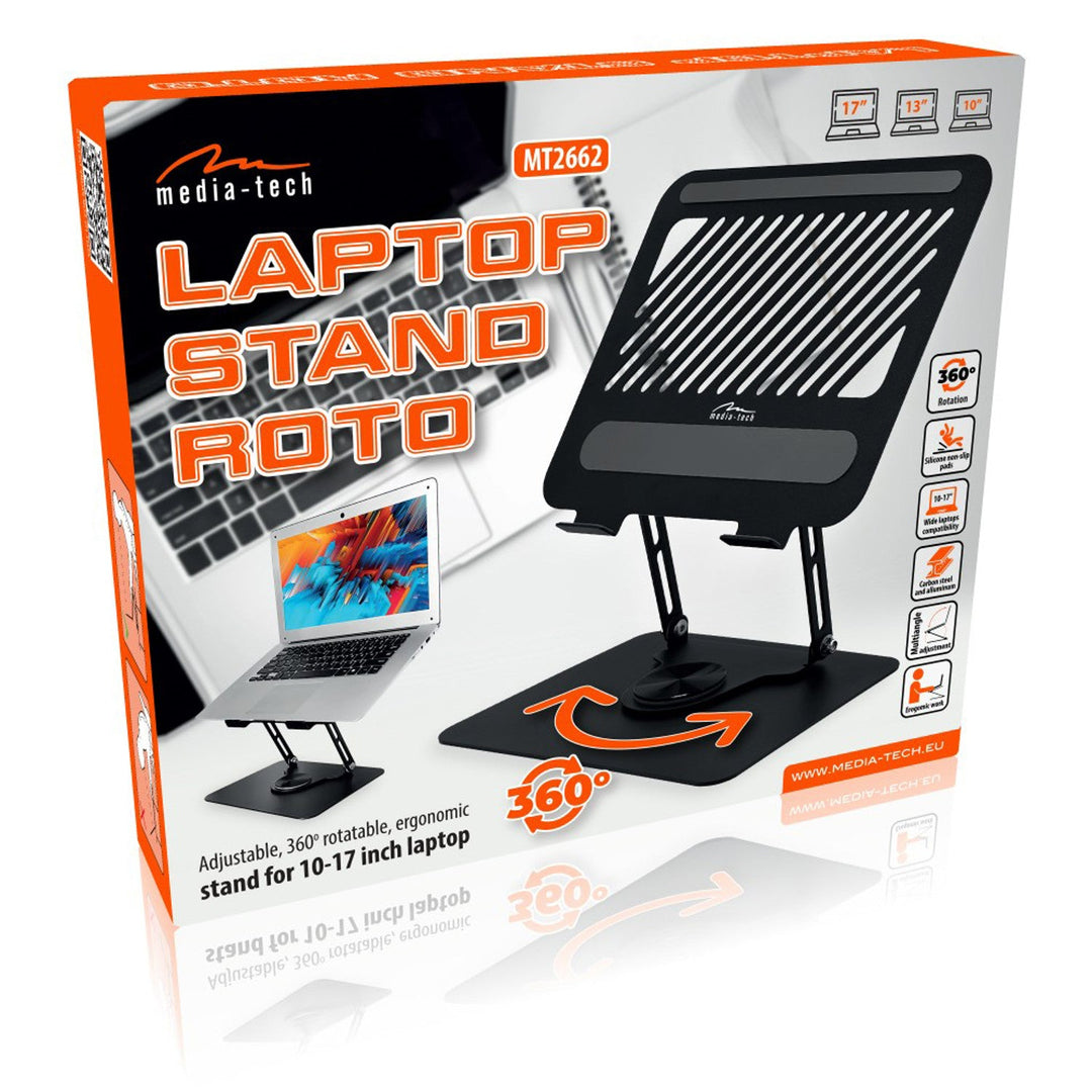 Justerbar, drejelig, ergonomisk bærbar computerholder 10-17, Media-Tech MT2662