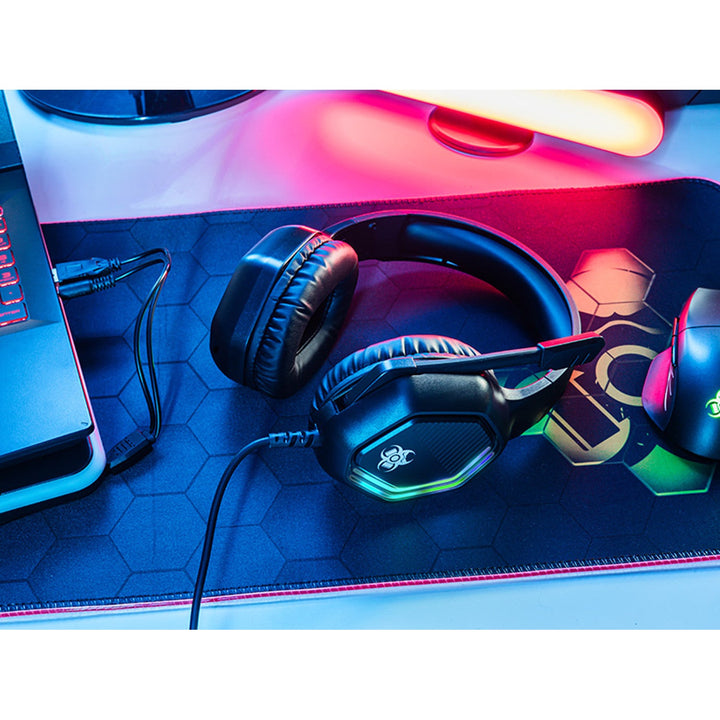 Tracer gaming-headset, RGB-belysning, foldbar mikrofon, Gamezone GZ X3