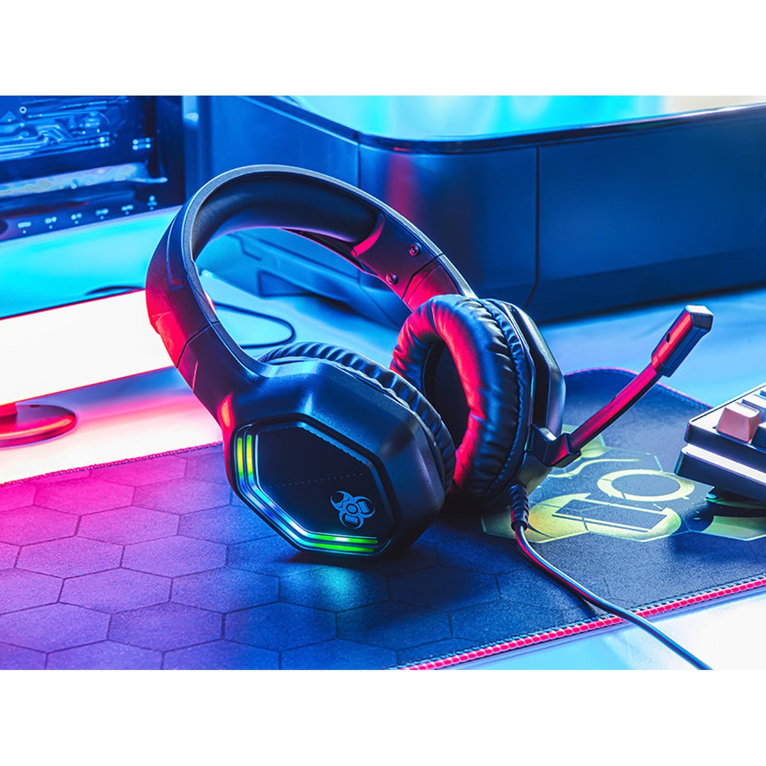 Tracer gaming-headset, RGB-belysning, foldbar mikrofon, Gamezone GZ X3