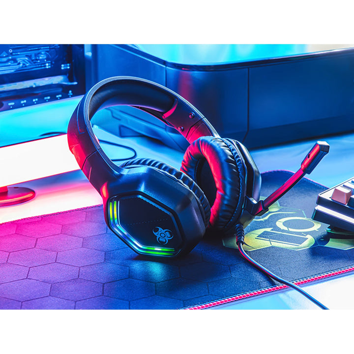 Tracer gaming-headset, RGB-belysning, foldbar mikrofon, Gamezone GZ X3