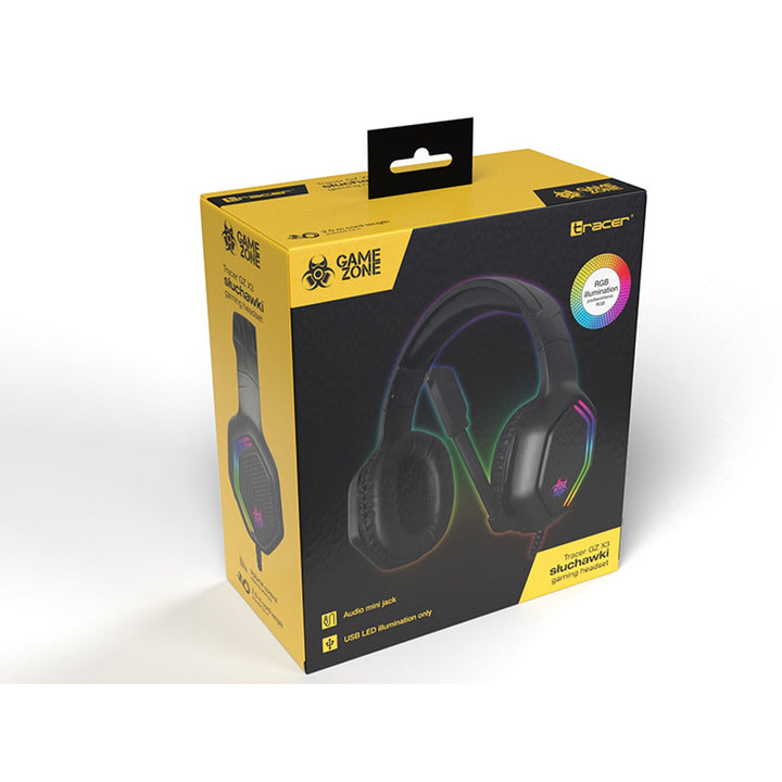 Tracer gaming-headset, RGB-belysning, foldbar mikrofon, Gamezone GZ X3