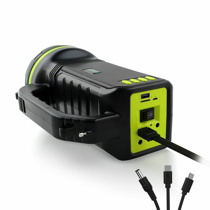 Multifunktionel solcellelygte Verna, 6-i-1, powerbank, solcellepanel, lampe, LED-lamper, højttaler+radio, Tur000008