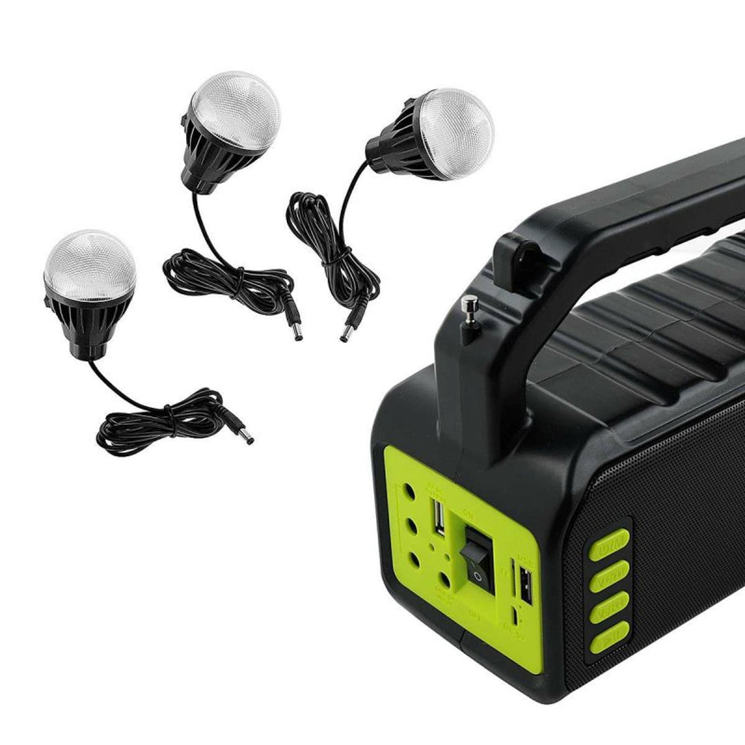 Multifunktionel solcellelygte Verna, 6-i-1, powerbank, solcellepanel, lampe, LED-lamper, højttaler+radio, Tur000008