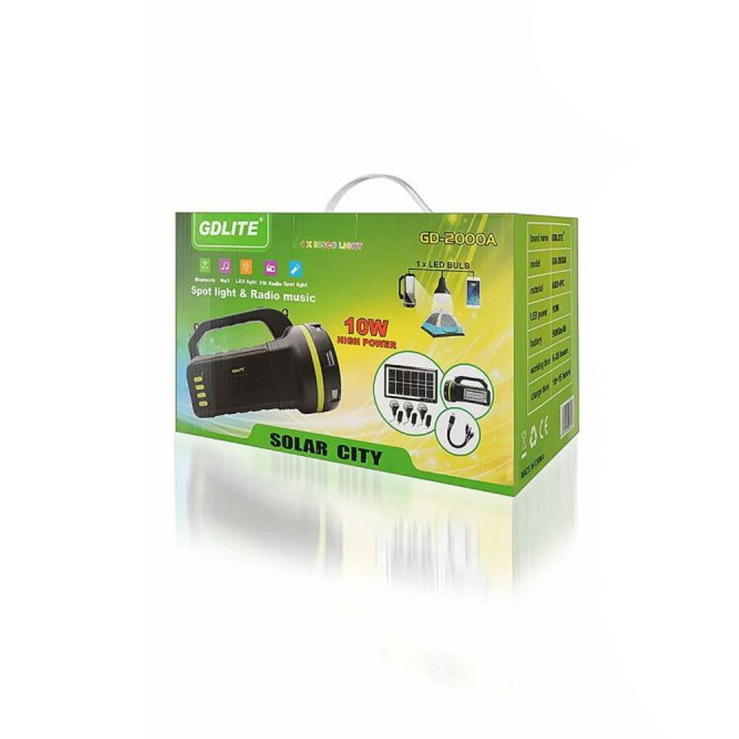 Multifunktionel solcellelygte Verna, 6-i-1, powerbank, solcellepanel, lampe, LED-lamper, højttaler+radio, Tur000008
